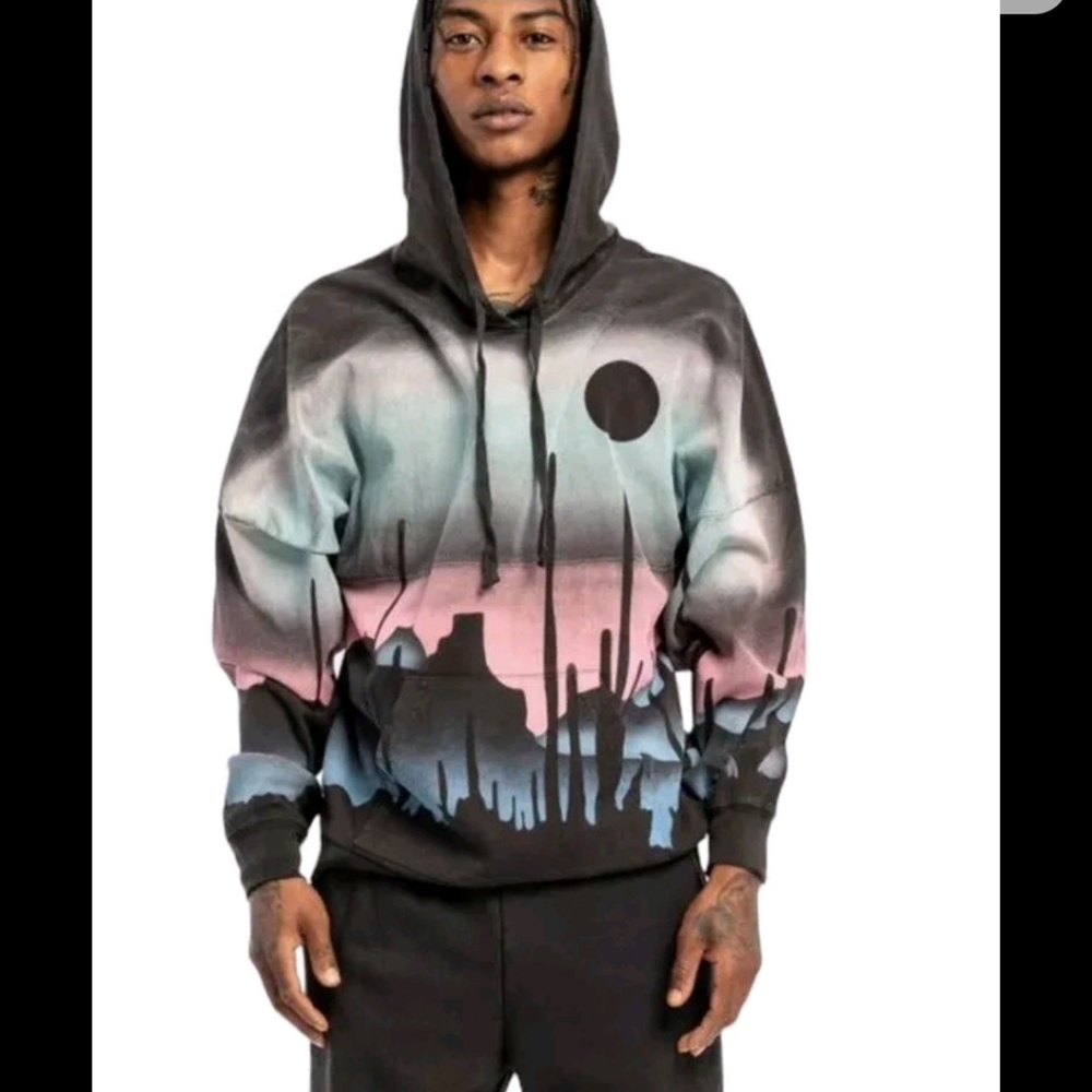 Spirit Jersey Out Far West Cotton Hoodie Cactus Desert Scene Small NWT